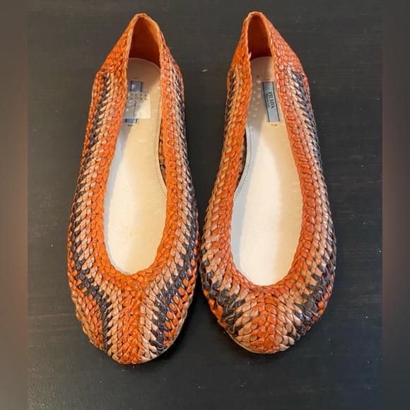 Prada Woven Leather Flats, Huarache Ballet Flats, Size 39=US9 - Picture 2 of 8